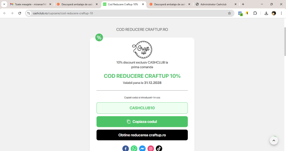 cupoane reducere cashclub-craftup